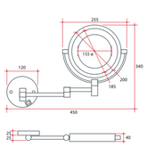 1 & 8x Magnification Chrome Wall Mounted Thermogroup Shaving Thermogroup Mirror, 200mm Diameter - Concealed Wiring test